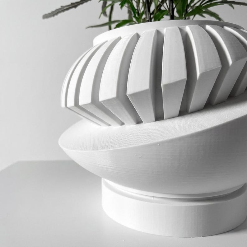 Sculptural Indoor Planter, Modern Plant Pot with Removable Drainage Tray