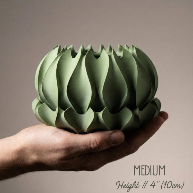 Sculptural Petal Planter with Drainage Tray, Modern Indoor Plant Pot for Succulents