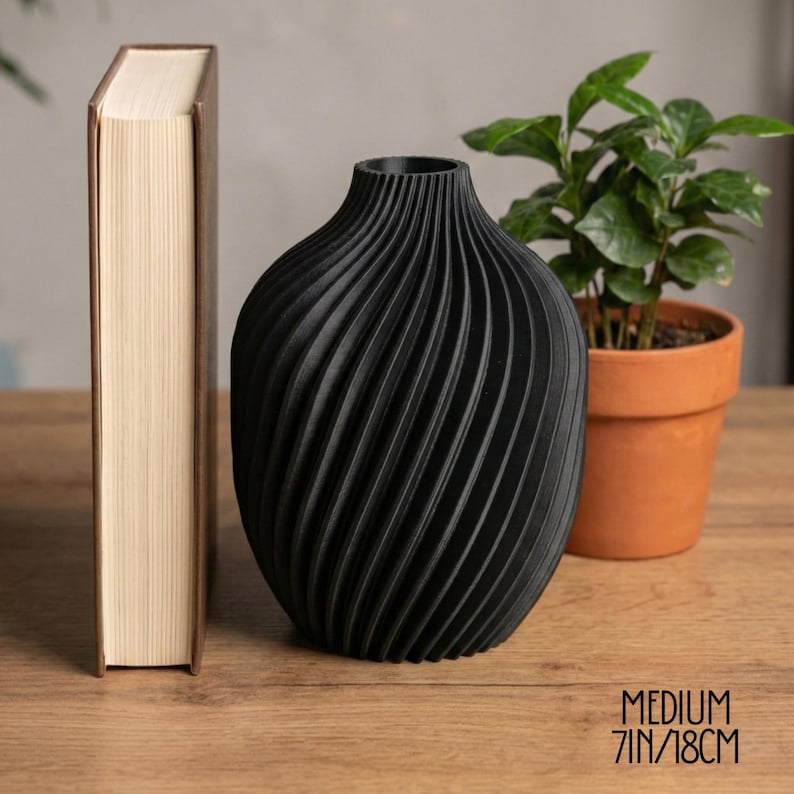 Modern Spiral Flower Vase, Sculptural 3D Printed Vase, Minimalist Home Decor, Contemporary Table Centerpiece