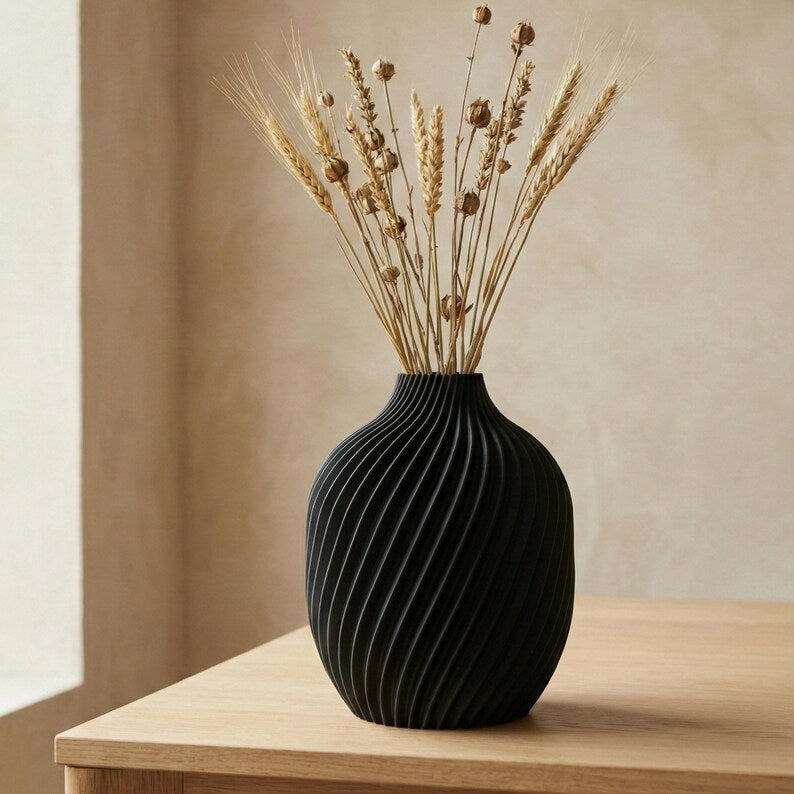 Modern Spiral Flower Vase, Sculptural 3D Printed Vase, Minimalist Home Decor, Contemporary Table Centerpiece