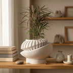 Sculptural Indoor Planter, Modern Plant Pot with Removable Drainage Tray