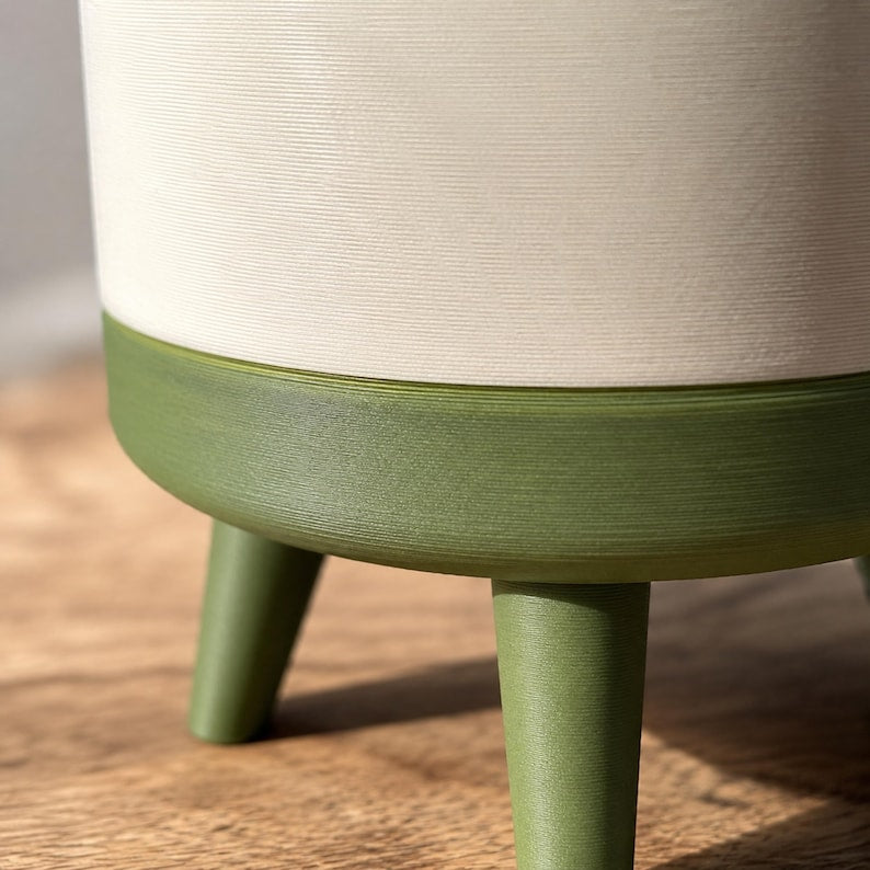 Indoor Planter Pot with Drainage Insert, Modern Plant Pot with Legs, Raised Succulent Planter, Small Houseplant Pot, Plant Lover Gift