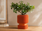 Planter Pot With Drainage Tray, 3D Printed Ribbed Plant Pot, Modern Indoor Planter, Succulent Pot, Plant Lover Gift